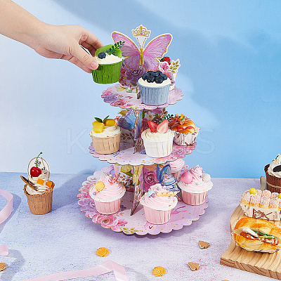 2Pcs 3 Tier Paper Cupcake Stand DIY-DC0003-92A-1