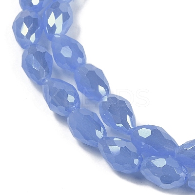 Opaque Solid Color Electroplate Glass Beads Strands EGLA-N013-J8mm-B06-1