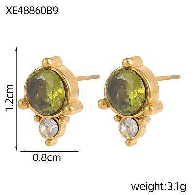 304 Stainless Steel Cubic Zirconia Stud Earrings STAS-OY009-15G-1