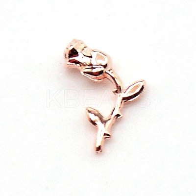 Alloy Rose Flower Nail Art Charms MRMJ-WH0077-011RG-1