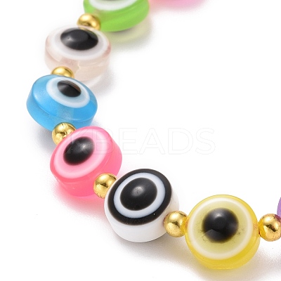 Flat Round with Evil Eye Beaded Bracelet BJEW-JB07102-02-1