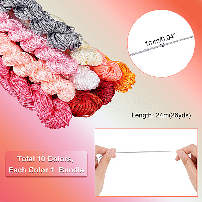 10 Bundles 10 Colors Nylon Braided Cord NWIR-PH0002-06B-01-1