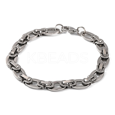 Tarnish Resistant 201 Stainless Steel Byzantine Chain Bracelets BJEW-B078-87P-1