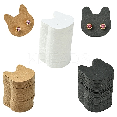 100Pcs Cat Shaped Paper Earring Display Cards EDIS-YW0001-09A-1