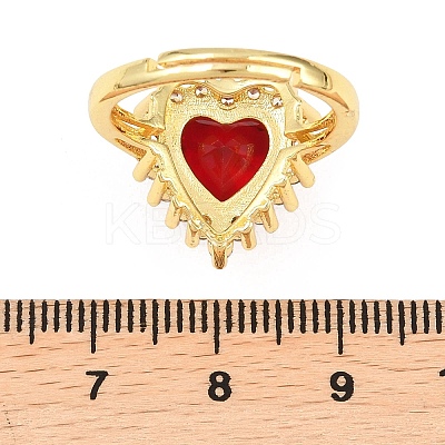 Brass Micro Pave Cubic Zirconia Adjustable Finger Rings for Women RJEW-K314-01G-1