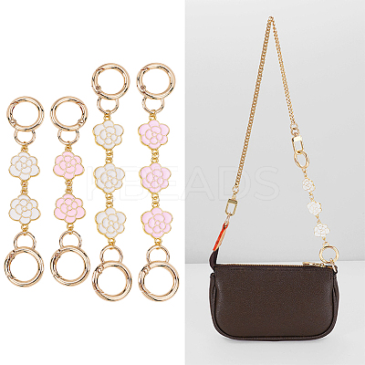 2 Sets 2 Style Alloy Enamel Flower Link Bag Strap Extenders FIND-WR0006-31-1