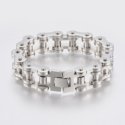 Tarnish Resistant Men's 201 Stainless Steel Bracelets BJEW-H569-15MM-A-1