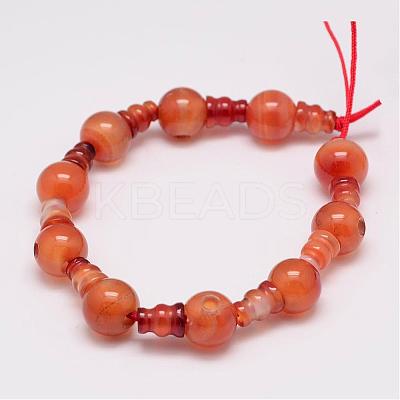 Natural Carnelian 3-Hole Guru Bead Strands G-K149-32B-1