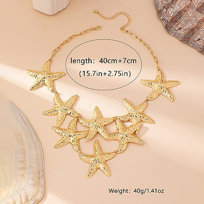 Starfish Alloy Statement Bib Necklaces FS-WG187D0-01-1