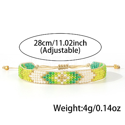 Adjustable Glass Seed Bead Braided Bead Bracelets for Women AP3719-4-1