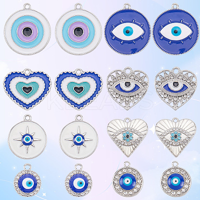 32Pcs 8 Styles Alloy Enamel Pendants ENAM-SC0006-67-1