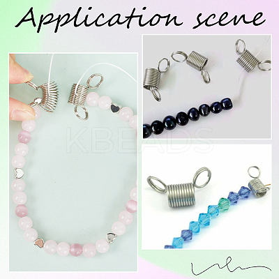 60Pcs 2 Styles Stainless Steel Spring Bead Clamps for Beading Jewelry Making FIND-SC0009-62-1