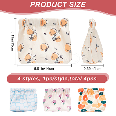 4pcs 4 style Mini Oxford Cloth Waterproof Printed Multipurpose Shrapnel Makeup Bags AJEW-CP0005-39-1