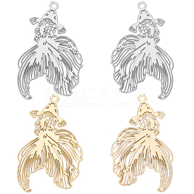 48Pcs 2 Colors Rack Plating 201 Stainless Steel Filigree Pendants STAS-CN0001-35-1