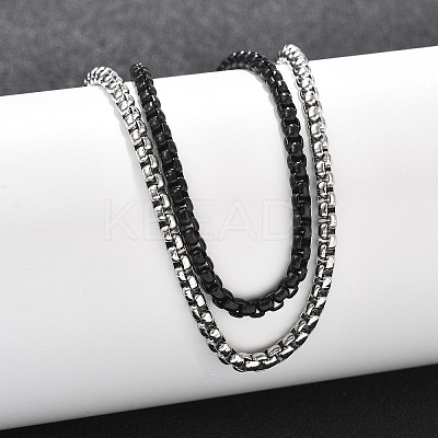 304 Stainless Steel Box Chain Multi-strand Bracelets for Men Women BJEW-Q038-03-1