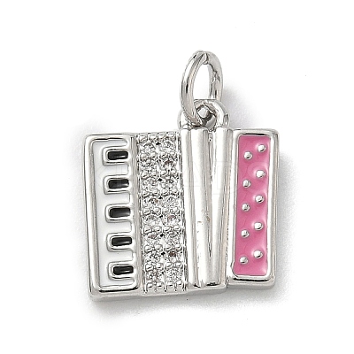 Brass Micro Pave Clear Cubic Zirconia Charms KK-A273-06P-1