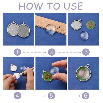 Tibetan Style Antique Silver Alloy Flat Round Pendant Cabochon Settings TIBEP-M022-38AS-1