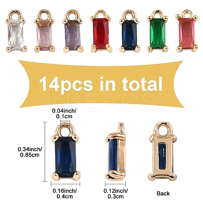 14Pcs 7 Colors Transparent Glass Charms GLAA-YW0004-25-1