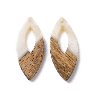 Opaque Resin & Walnut Wood Pendants RESI-N025-047B-02-1