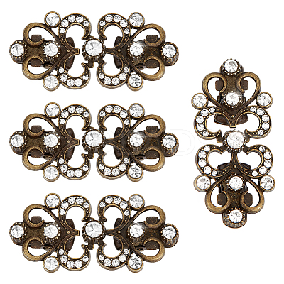 4Pcs Flower Alloy & Glass Cardigan Clips AJEW-PH0006-66AB-1