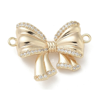 Brass Micro Pave Clear Cubic Zirconia Connector Charms LS-KK-M308-14G-1