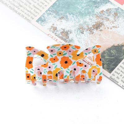 Flower Pattern PVC Claw Hair Clips PW-WG85920-01-1