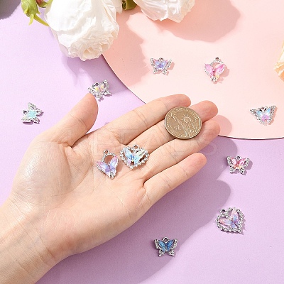 10Pcs 10 Styles Alloy with Rhinestone Pendants FIND-YW0009-49-1