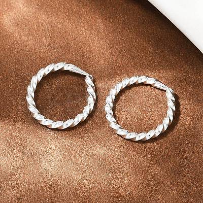 Brass Twist Ring Hoop Earrings EJEW-F378-01S-1