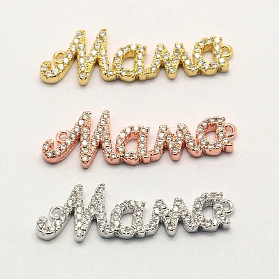 Word Mama Brass Micro Pave Cubic Zirconia Links ZIRC-F016-04-1