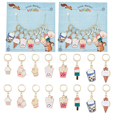 Alloy Enamel Pendant Stitch Markers HJEW-AB00208-1