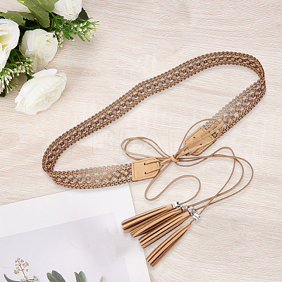 Bohemian Imitation Leather Tassel Wrap Chain Belts AJEW-WH20033-096AS-D-1