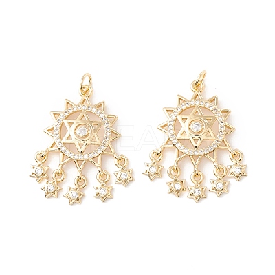 Rack Plating Brass Micro Pave Clear Cubic Zirconia Pendants ZIRC-I057-11G-1