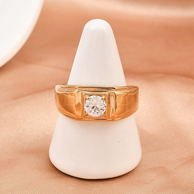 304 Stainless Steel Micro Pave Cubic Zirconia Finger Rings LS-RJEW-D336-08G-1
