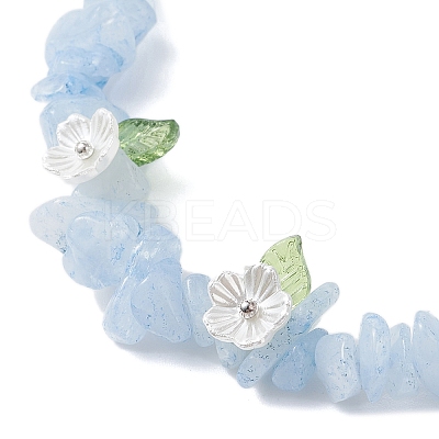 Dyed Natural Aquamarine Chip Beaded Stretch Bracelets for Women BJEW-JB12311-01-1