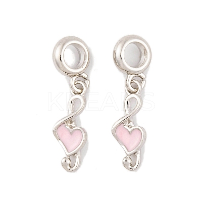 Rack Plating Alloy Pink Enamel European Dangle Charms FIND-C055-14P-1