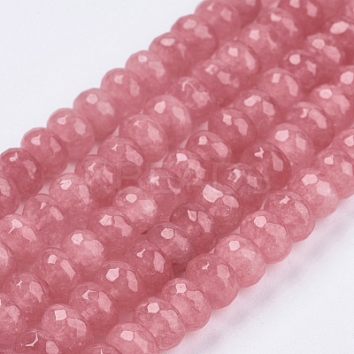 Natural White Jade Bead Strands X-G-R171-6x8mm-06-1
