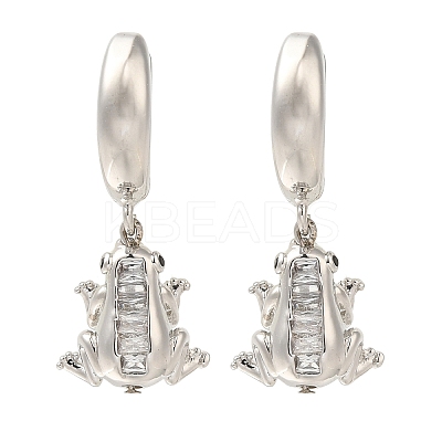 Rack Plating Forg Brass Micro Pave Cubic Zirconia Hoop Earrings EJEW-H016-36P-1