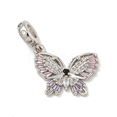 Rack Plating Brass Pave Colorful Cubic Zirconia European Dangle Charms KK-P277-19P-1