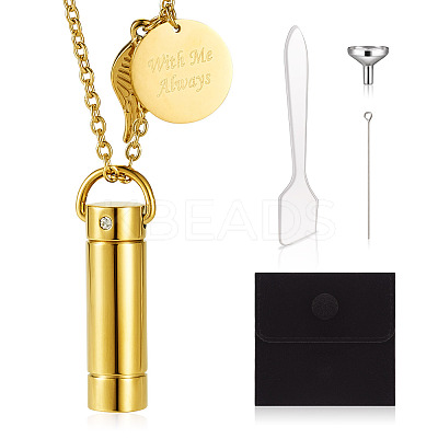 1Pc 304 Stainless Steel Column Urn Ashes Necklace DIY-TA0010-14B-1