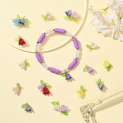 120Pcs Acrylic Beads with Plastic Imitation Pearl Beads Pendants FIND-SC0019-78-1
