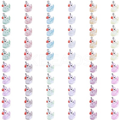 60Pcs 12 Colors Transparent Resin Pendants RESI-SZ0003-37-1