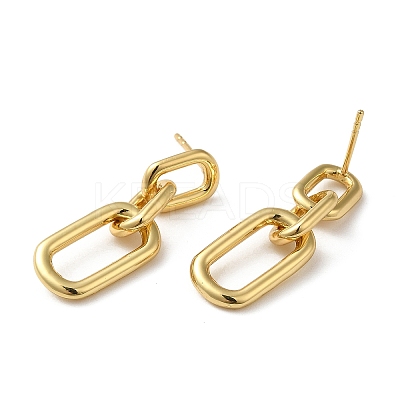 Rack Plating Brass Hollow Oval Dangle Stud Earrings for Women EJEW-Z019-13G-1