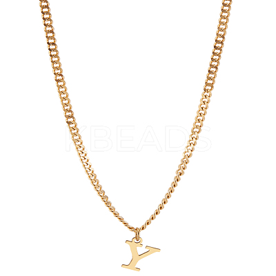 1Pc 304 Stainless Steel Letter Pendant Necklaces NJEW-LP0001-33Y-G-1
