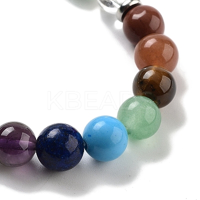 Natural Green Aventurine Round Beaded Chakra Stretch Bracelets BJEW-K251-01B-1