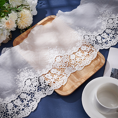 Cotton Lace Embroidery Flower Fabric DIY-BC0006-75B-1