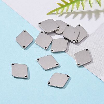 Tarnish Resistant Smooth Surface Stainless Steel Rhombus Stamping Blank Tag Links connectors STAS-R064-72-1