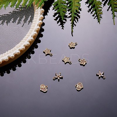 Brass Micro Pave Clear Cubic Zirconia Charms KK-SZ0001-18G-1