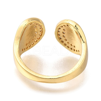 Rack Plating Brass Micro Pave Cubic Zirconia Open Cuff Rings for Women LS-RJEW-S244-01G-B-1