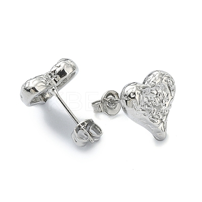 Brass Heart Stud Earrings for Valentine's Day EJEW-Q780-09P-1