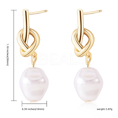 Knot with Imitation Pearl Dangle Stud Earrings JE1099A-1